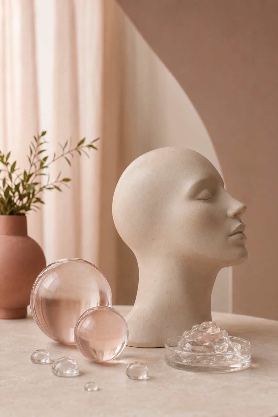 Preparación de un tratamiento facial en la clínica.